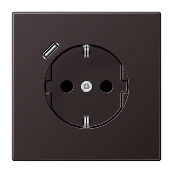 Jung AL1520-18CD-L SCHUKO Steckdose 16A 250V mit USB-Ladegerät 1xTyp C integrierter erhöhter Berührungsschutz SAFETY+ Serie LS dark