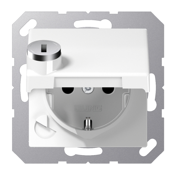 Jung AS1520BFKLSLWW SCHUKO Steckdose 16A 250V integrierter erhöhter Berührungsschutz SAFETY+ Klappdeckel mit Sicherheitsschloss Thermoplast Serie AS alpinweiß