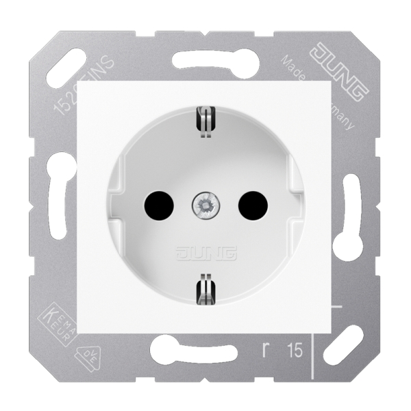 Jung CD5120BFKIWW SCHUKO Steckdose 16A 250V integrierter erhöhter Berührungsschutz SAFETY+ Thermoplast 50x50mm alpinweiß