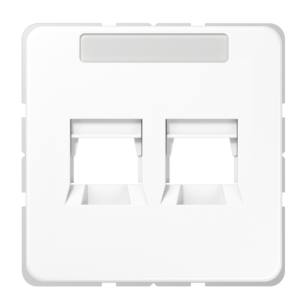 Jung CD569-2WEWW Abdeckung (gerastet) für Modular-Jack-Steckbuchsen 2-fach UMA-CAT6A RADIALL Panduit Assmann mit Schriftfeld Thermoplast Serie CD alpinweiß