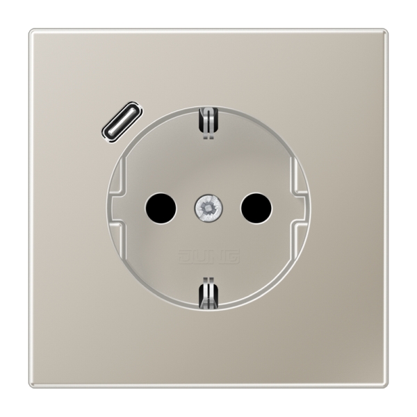 Jung ES1520-18C-L SCHUKO Steckdose 16A 250V mit USB-Ladegerät 1xTyp C integrierter erhöhter Berührungsschutz SAFETY+ Serie LS Edelstahl