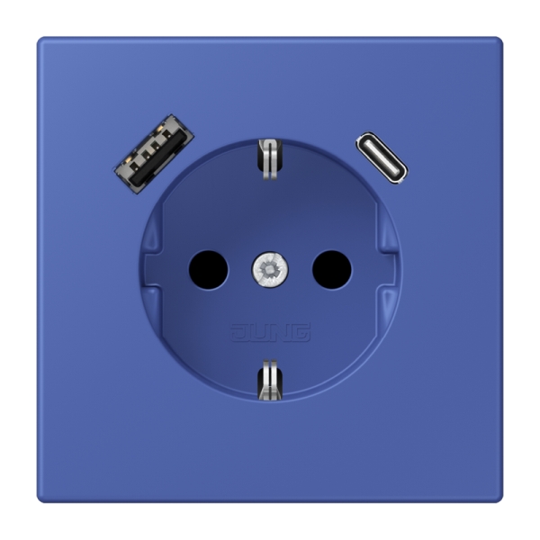 Jung LC1520-15CA206 SCHUKO Steckdose 16A 250V mit USB-Ladegerät 1xTypA + 1xTyp C integrierter erhöhter Berührungsschutz SAFETY+ Serie LS bleu outremer 31