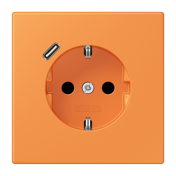 Jung LC1520-18C225 SCHUKO Steckdose 16A 250V mit USB-Ladegerät 1xTyp C integrierter erhöhter Berührungsschutz SAFETY+ Serie LS orange clair