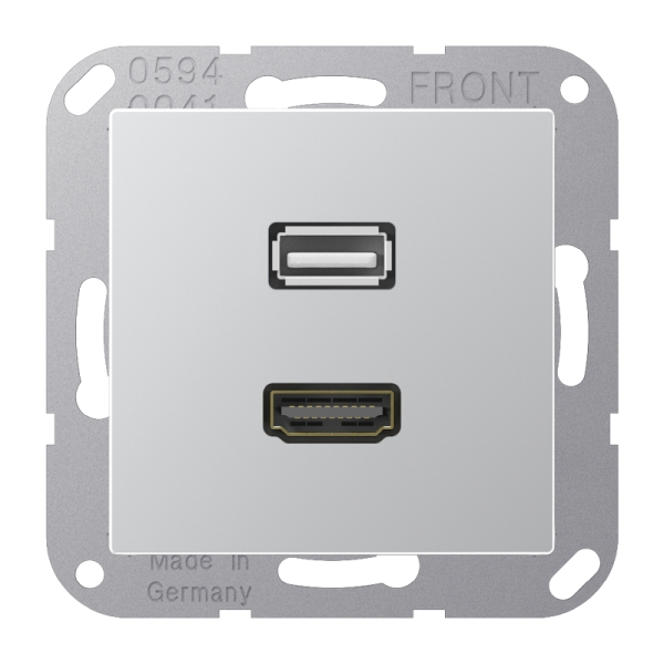 Jung MAA1163AL Multimedia-Anschlusssystem HDMI / USB 2.0 Serie A aluminium