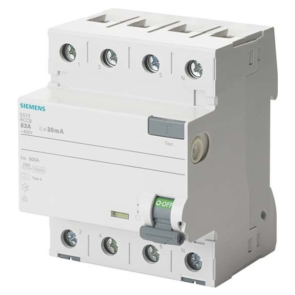 Siemens 5SV3646-6 FI-Schutzschalter Fehlerstromschutzschalter 63A 4-polig 300mA Typ A