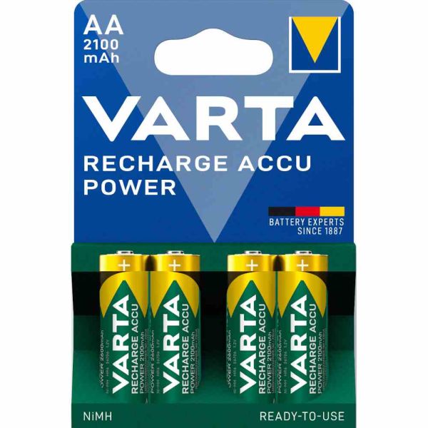 Varta 56706 Mignon Akku PowerPlay 1,2V/2100mA/Ni-MH 4 Stück