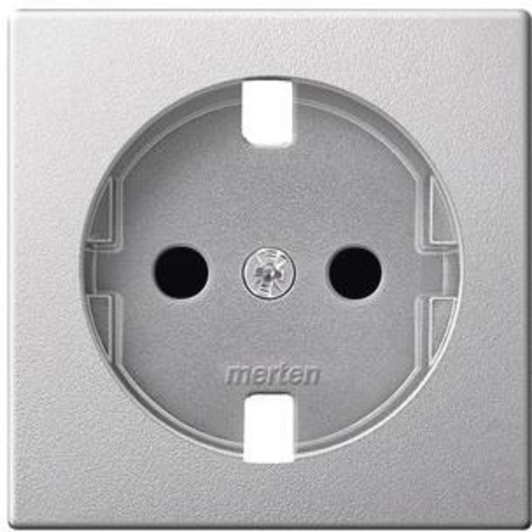 Merten MEG2330-0460 Zentralplatte für Schuko-Steckdosen-Einsatz Berührungsschutz aluminium System M