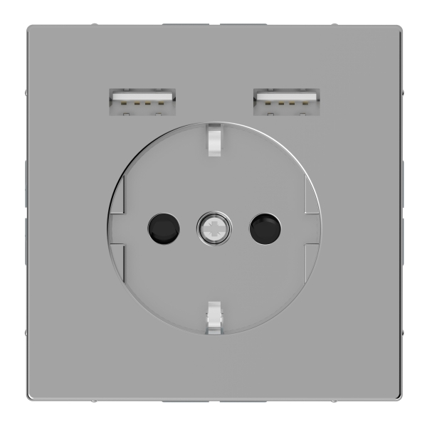 Merten MEG2366-6036 Schuko-Steckdose mit USB Ladegerät Edelstahl System Design