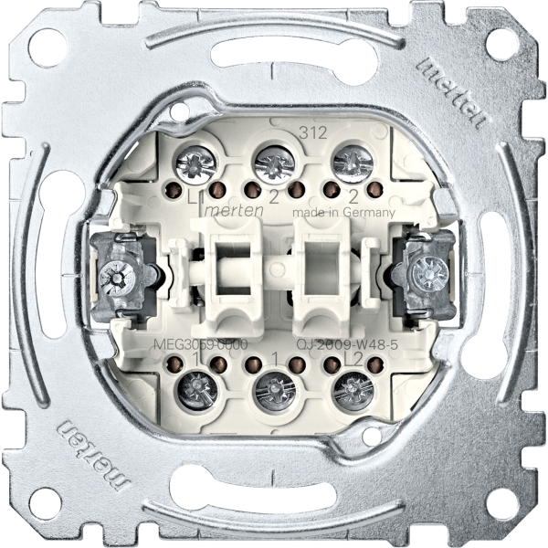 Merten MEG3059-0000 Doppeltaster-Einsatz 2Wechsel 1-polig 10A AC 250V Schraub-Liftklemmen