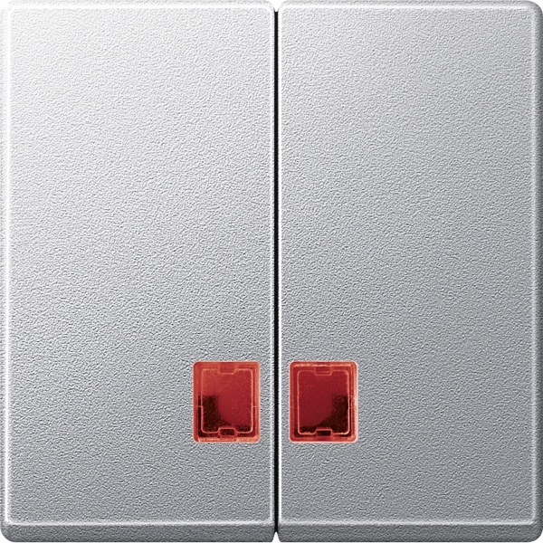 Merten MEG3456-0460 Doppelwippe mit rotem Symbolfenster aluminium System M