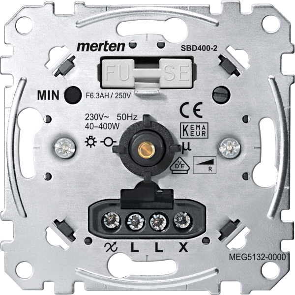 Merten MEG5132-0000 Drehdimmer-Einsatz für ohmsche Last mit Druck-Wechselschalter 40-400W