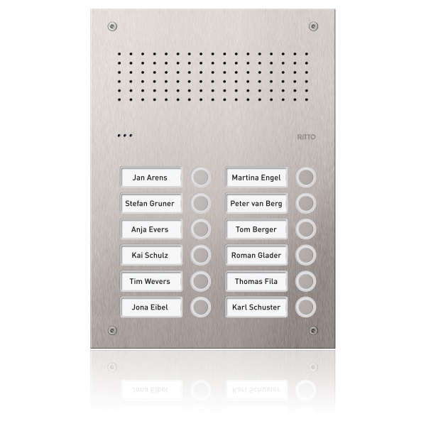 Ritto RGE1812325 Acero pur Edelstahl-Türstation Audio 12 Wohnungen Edelstahl