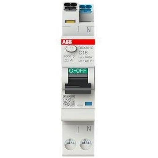 ABB DSX301CA-C16/0,03 FI/LS-Schalter, 1 TE 6kA, 1P+N, Typ A, C16, 30mA