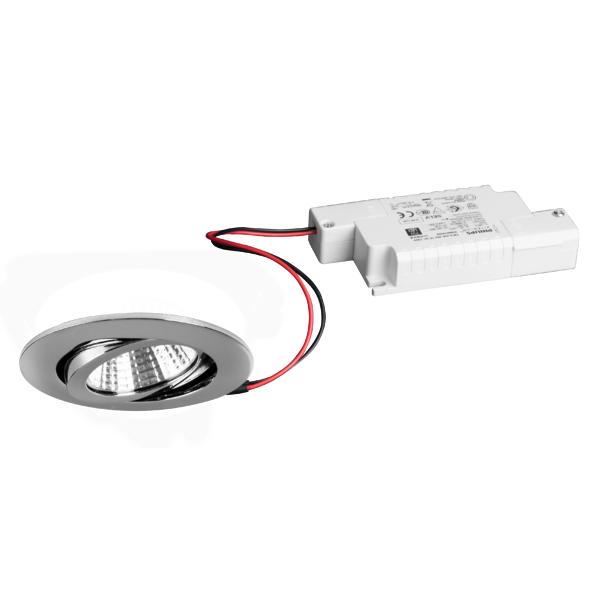 Brumberg 39363023 LED-Einbaustrahler 230V AC 50 Hz 6W 38° 3000K rund schwenkbar chrom,