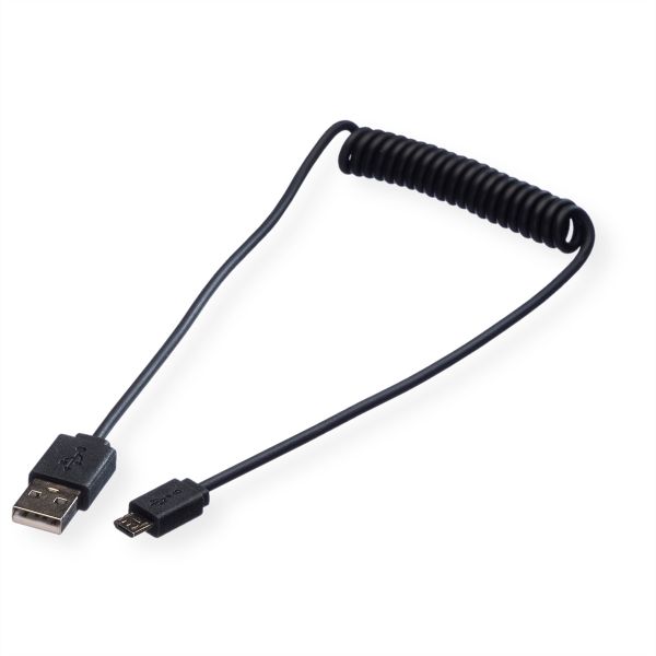 roline 11.02.8317 USB 2.0 Spiralkabel A/Micro B Stecker/Stecker 1 Meter