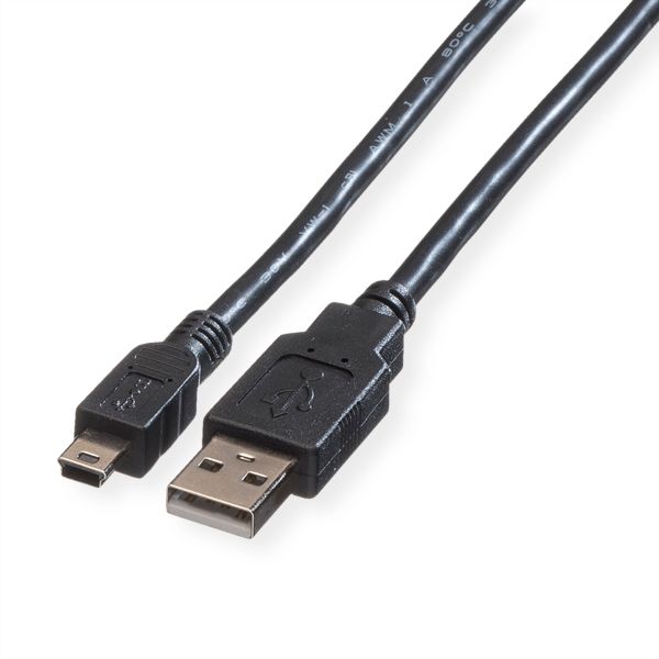 roline 11.02.8708 USB 2.0 Kabel Typ A/5-Pin Mini schwarz 0,8 Meter