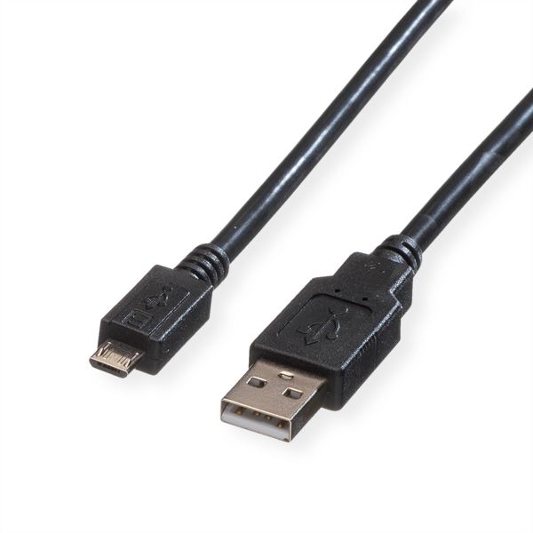 roline 11.02.8755 USB 2.0 Kabel USB A Stecker/Micro USB B Stecker schwarz 3 Meter