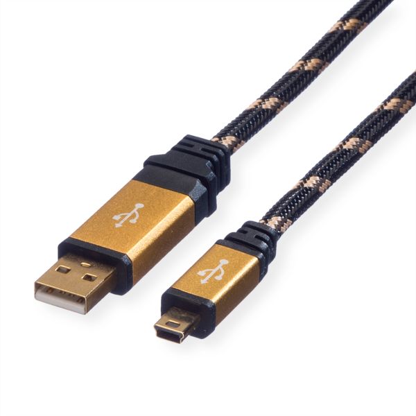 roline 11.02.8821 GOLD USB 2.0 Kabel Typ A/5-Pin Mini 0,8 Meter