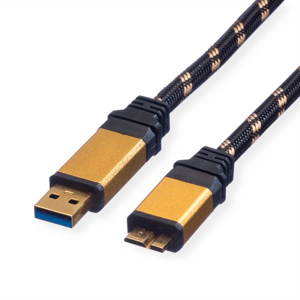 roline 11.02.8878 GOLD USB 3.2 Gen 1 Kabel USB A/Micro B Stecker/Stecker 0,8 Meter
