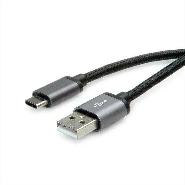 roline 11.02.9028 USB 2.0 Kabel Typ C/Typ A Stecker/Stecker schwarz 1,8 Meter