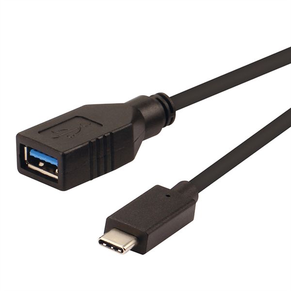 roline 11.02.9030 USB 3.2 Gen 1 Kabeladapter USB Typ C/A Stecker/Buchse OTG schwarz 0,15 Meter