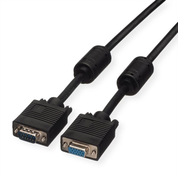 roline 11.04.5353 VGA-Kabel HD15 Stecker/Buchse mit Ferritkern 3 Meter