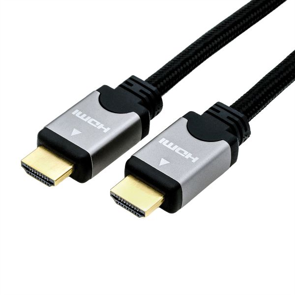 roline 11.04.5852 HDMI High Speed Kabel mit Ethernet Stecker/Stecker schwarz / silber 3 Meter