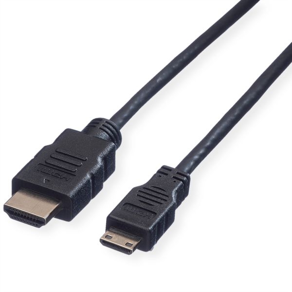 Value 11.99.5580 HDMI High Speed Kabel mit Ethernet HDMI Stecker/Mini HDMI Stecker 2 Meter