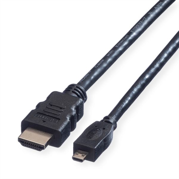 Value 11.99.5581 HDMI High Speed Kabel mit Ethernet HDMI A Stecker/Micro HDMI Stecker 2 Meter