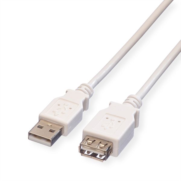 Value 11.99.8946 USB 2.0 Kabel Typ A-A Stecker/Buchse weiß 0,8 Meter