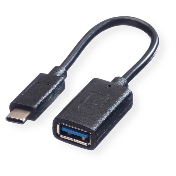 Value 11.99.9030 USB 3.2 Gen 1 Kabel USB Typ C/A Stecker/Buchse OTG schwarz 0,15 Meter
