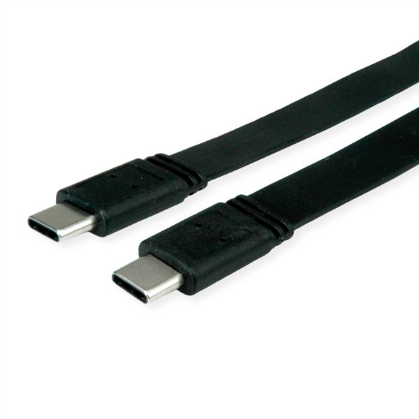 Value 11.99.9085 USB4 Gen 3 Kabel Emark C-C Stecker/Stecker 40Gbit/s 100W extra-flach schwarz,