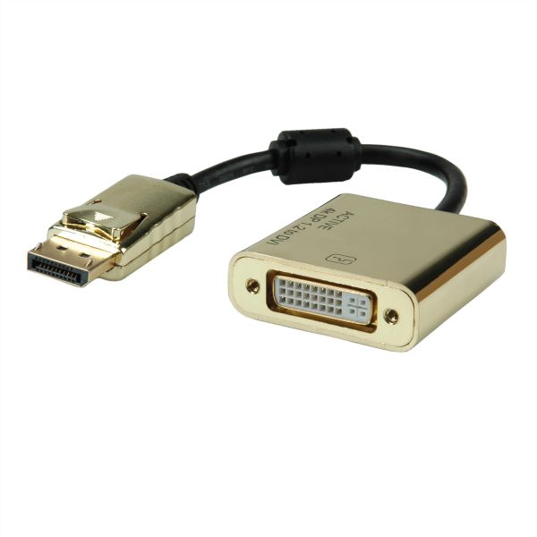 roline 12.03.3175 GOLD 4K DisplayPort-DVI Adapter Aktiv v1.2 DP Stecker/DVI Buchse