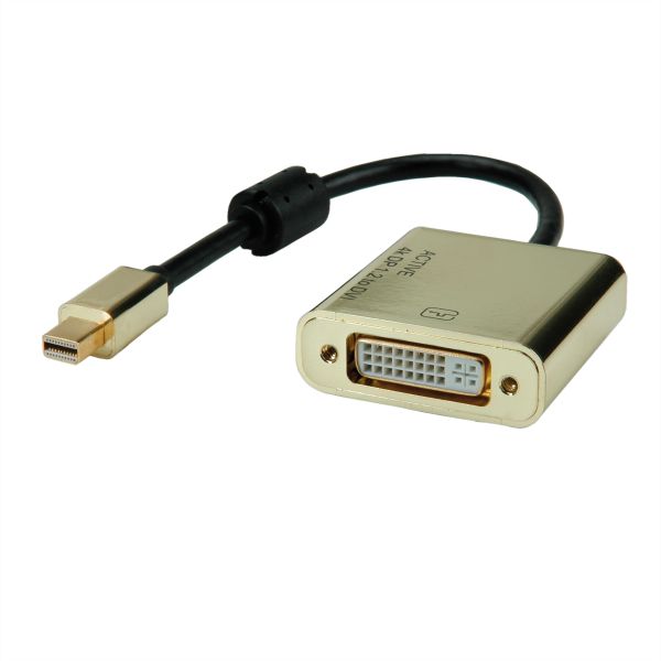 roline 12.03.3176 GOLD 4K Mini DisplayPort-DVI Adapter Aktiv v1.2 Mini DP Stecker/DVI Buchse