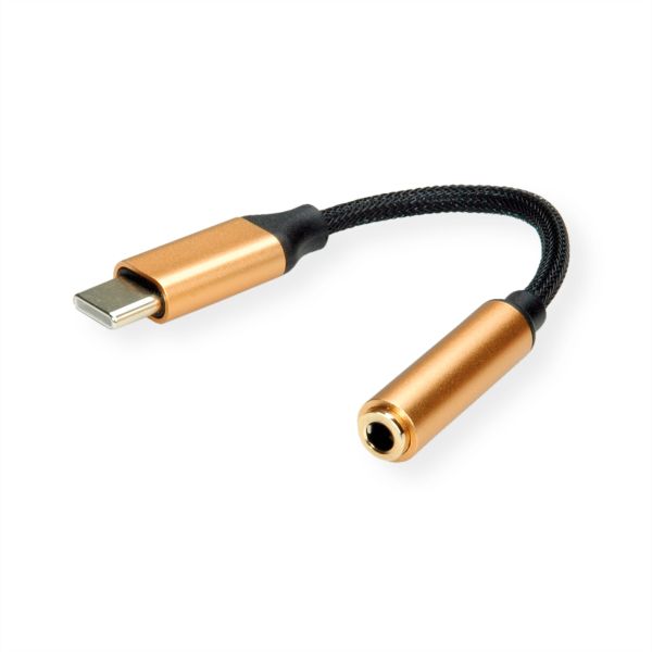 roline 12.03.3223 GOLD Adapter USB Typ C/3,5mm Audio Stecker/Buchse 0,13 Meter