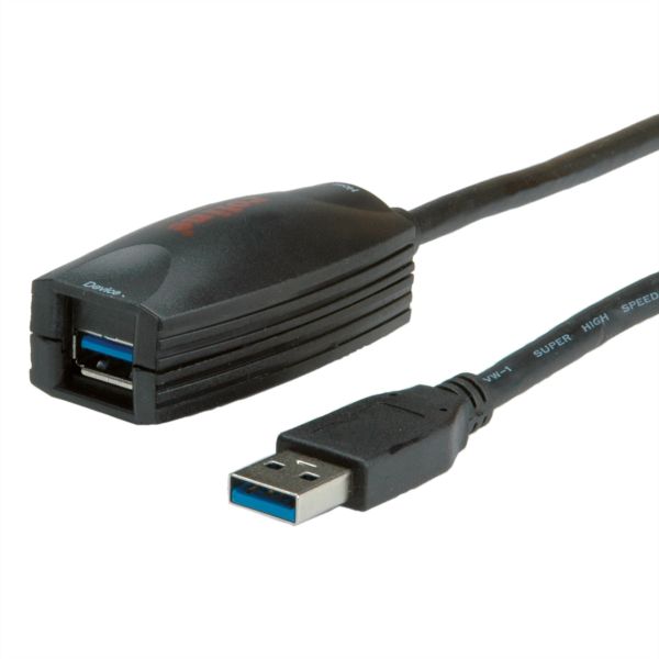 roline 12.04.1096 USB 3.2 Gen 1 Aktives Repeater Kabel schwarz 5 Meter