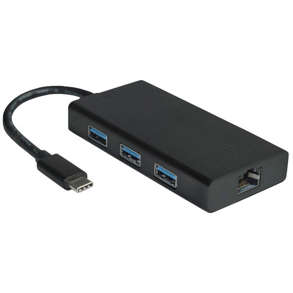 Value 12.99.1109 USB 3.2 Gen 1 Typ C zu Gigabit Ethernet Konverter + Hub