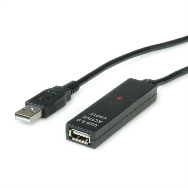 Value 12.99.1111 USB 2.0 aktive Kabelverlängerung schwarz 30 Meter