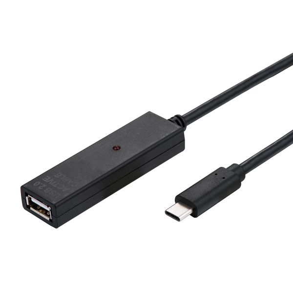 Value 12.99.1113 USB 2.0 Verlängerung aktiv mit Repeater A-C schwarz 15 Meter