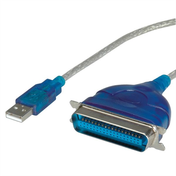 Value 12.99.1150 USB Konverter Kabel USB nach IEEE 1284 türkis 1,8 Meter