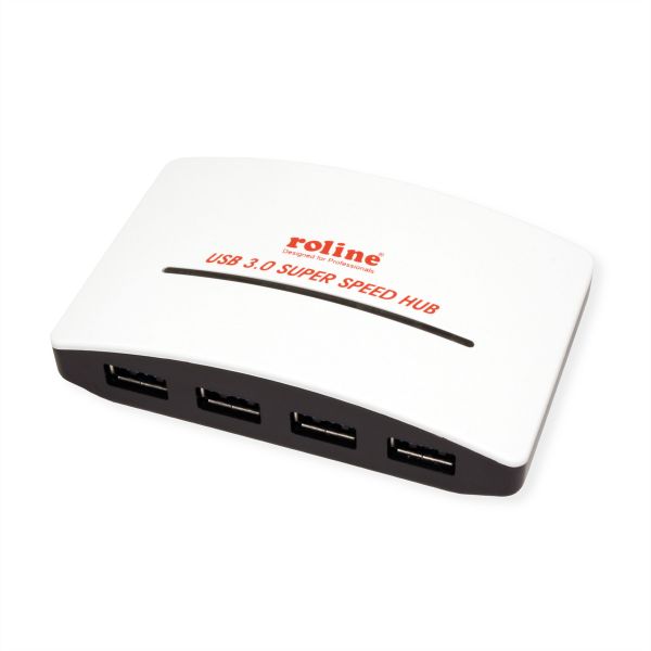 roline 14.02.5027 USB 3.2 Gen 1 Hub 'Black and White' 4 Ports mit Netzteil