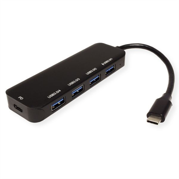 Value 14.99.5038 USB 3.2 Gen 1 Hub 4fach Typ C Anschlusskabel mit 1 PD-Port