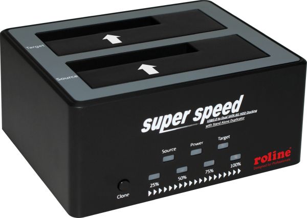 roline 16.01.4122 2.5' / 3.5' SATA HDD/SSD Docking Station USB 3.2 Gen 1 HDD-Clone-Funkti