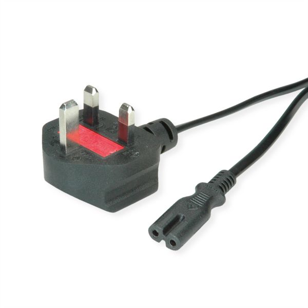 Value 19.99.2017 UK Netzkabel auf Euro-Flachstecker C7 2polig schwarz 1,95 Meter