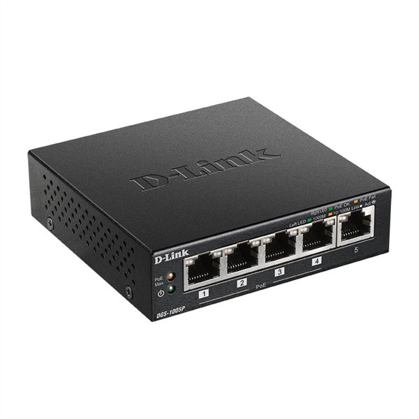 D-Link DGS-1005P/E 5-Port PoE+ Switch Gigabit 4 PoE+ Ports 60W