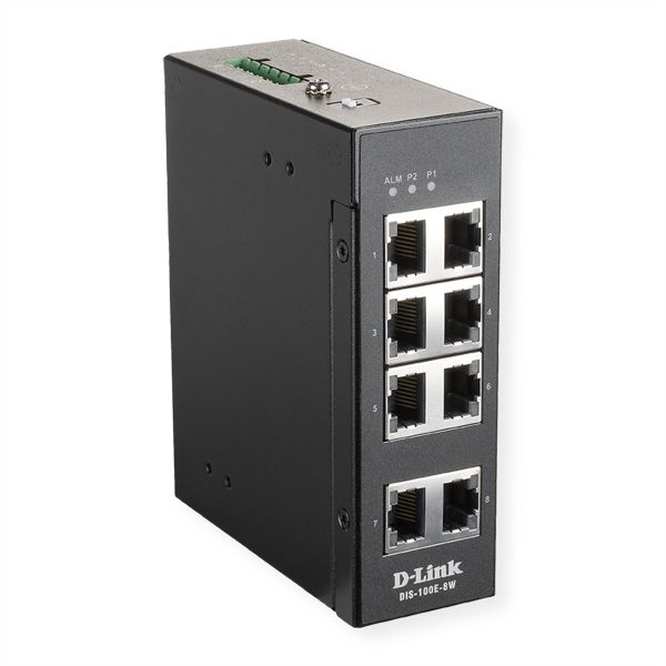 D-Link DIS-100E-8W Industrial Switch 8-Port Unmanaged Layer2 Fast Ethernet