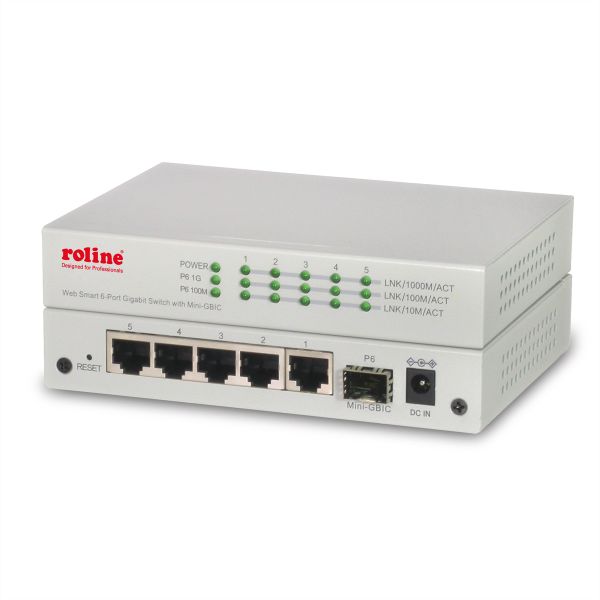 roline 21.14.3523 Gigabit Ethernet Switch 6 Ports (5x 10/100/1000 + 1x SFP) WebSmart