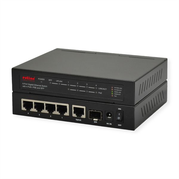 roline 21.14.3524 Gigabit Ethernet Switch 6 Ports (5x 10/100/1000 + 1x SFP 4x PoE+)
