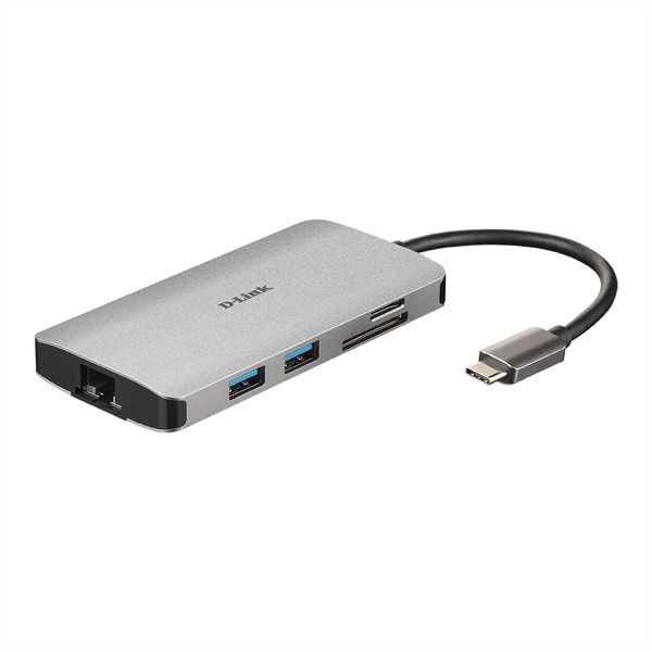 D-Link DUB-M810 USB-C 8-Port USB 3.0 Hub HDMI Ethernet Card Reader Power