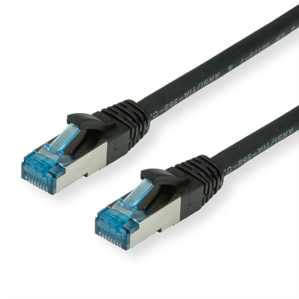 Value 21.99.1964 Patchkabel Kat.6A (Class EA) S/FTP (PiMF) LSOH schwarz 0,3 Meter